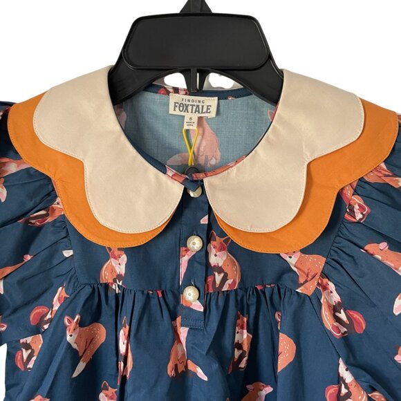 Fox Print Blouse with Scalloped Collar - Picture 4 of 5